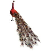 60" Life-Size Red Regal Peacock - Closed Tail Feathers Decoration