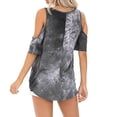 thumbnail image 4 of XFLWAM Cold Shoulder Tops for Womens Plus Size Shirts V Neck Tie Tunic Ruffle Sleeve T Shirts Loose Summer Clothes Gray 3XL, 4 of 5