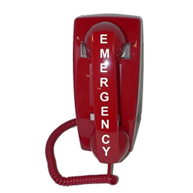 Emergency Wall Telephone Pre-programmed to Auto Dial 911 - RED