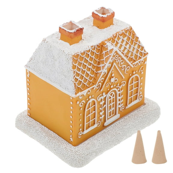 MLINS Gingerbread House Shaped Incense Cone Holder Made of Synthetic Resin for Home Use Multi Color 1 Set