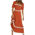 thumbnail image 2 of LOVZFMLL Robes d'Été pour Femmes 2024 Col Manches Courtes Bouffantes Smocké à Nouer dans le Dos Plage Vacances Fluide Longue Robe Maxi Orange G, 2 of 9