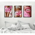 thumbnail image 4 of 3Pcs Pink Fashion Black Girl Canvas Wall Art Trendy Black Woman Paintings Pictures Wall Decor African American Prints Poster for Living Room Bedroom Artwork Home Decoration Unframed, 4 of 6