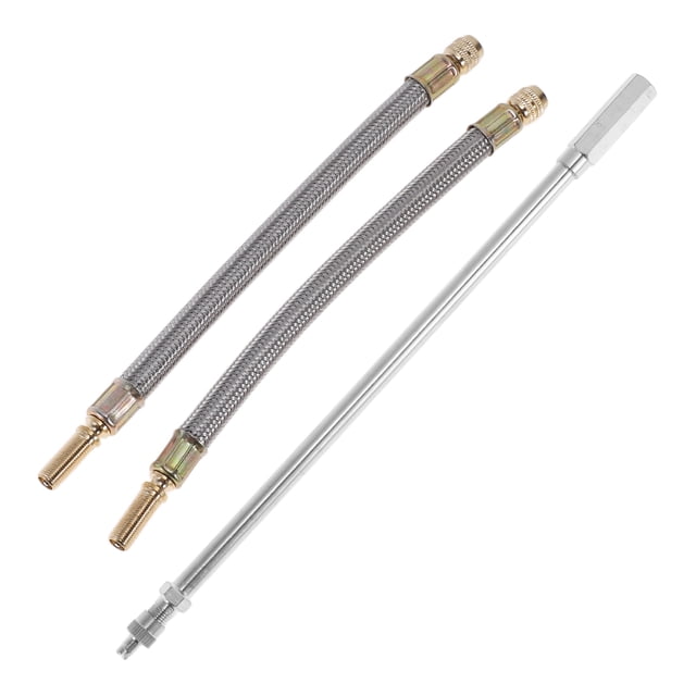 1 Set de Extensión de Válvula de Neumático de Cobre de 180 Grados con Extensión de Vástago de Válvula de Acero Inoxidable Universal de 210 mm para Coche, Motocicleta, RV, Camión, Bicicleta