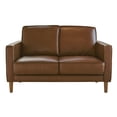 thumbnail image 2 of Leather Loveseat 55" Wide - Modern Small Couch, Chestnut Brown, Living Room Sofa, 2 of 5