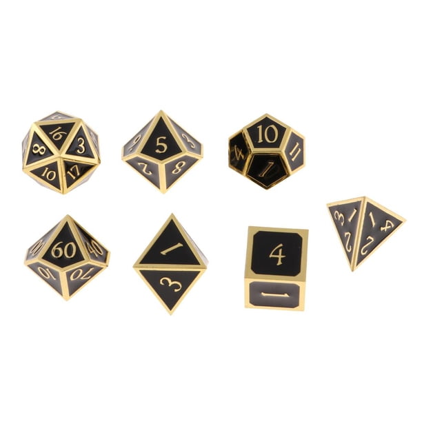 7 x Dados Poliédricos D20 D12 D10 D8 D6 D4 Opacos con Caras Juguete Educativo Negro