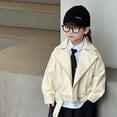 thumbnail image 5 of GiLiling Kids Faux Leather Biker Jacket Moto Style Coat Boys Girls Motorcycle Fall Winter Jacket Zipper Front Cozy Lining Outwear (Beige, 5-6 Years), 5 of 5