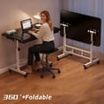 thumbnail image 2 of Foldable Mobile Office Desk with Tilting Tabletop & Stable Bracket - Portable Roller Workstation for Home, Study, Small Spaces, 2 of 14