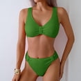 thumbnail image 3 of Women's Bikini Set Fashion Solid Color Two Piece Sexy Swimsuit with Removable Bra Pads No Underwire for Beach Vacation,Dark Green,XL, 3 of 8