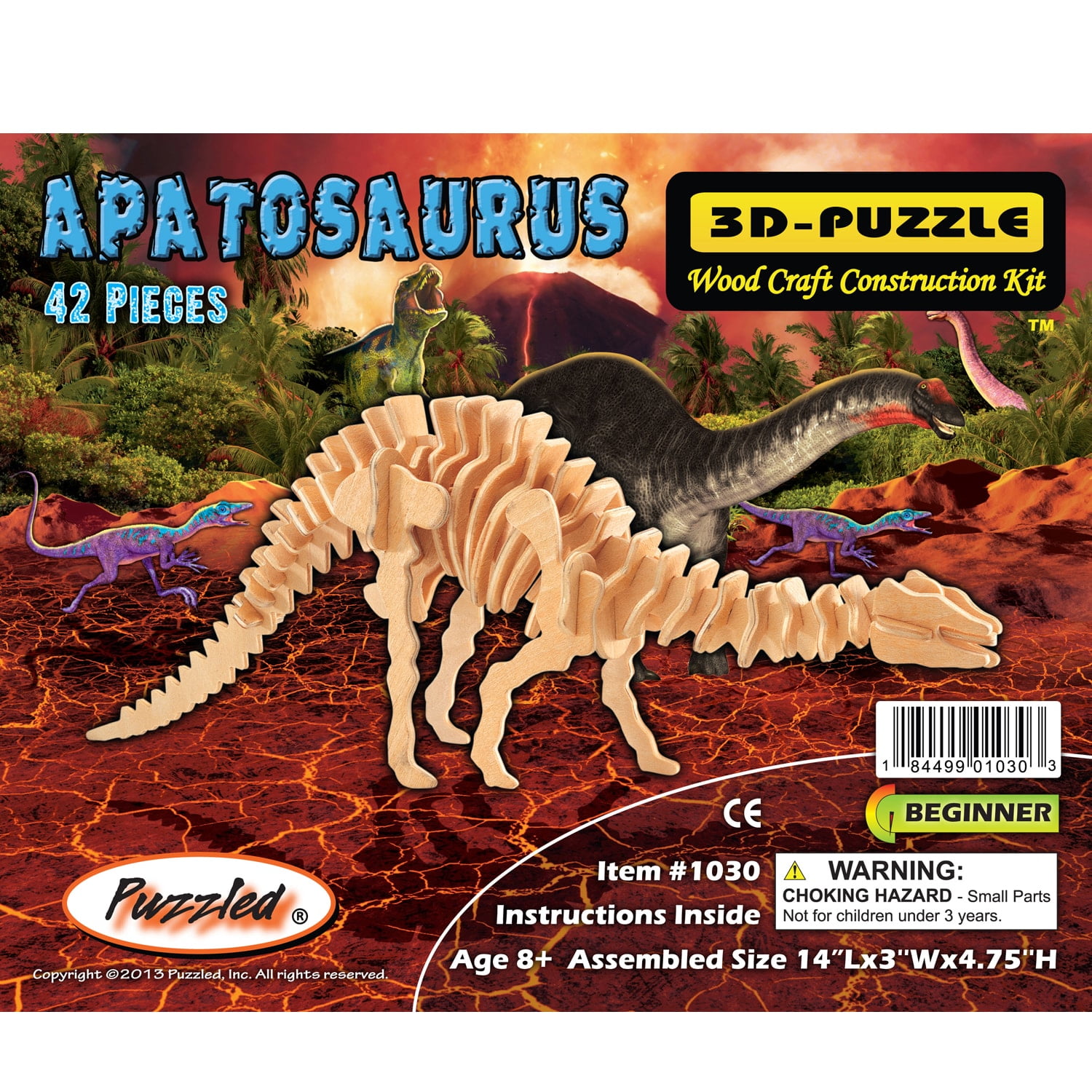NEW Apatosaurus Wooden Build-A-Dinosaur 3D Model Kit - Small Heebie Jeebies
