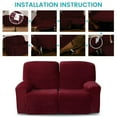 thumbnail image 4 of Eurhowing 2-Seater Recliner Sofa Cover, Stretch Velvet Reclining Loveseat Slipcover with Pockets, Furniture Protector for Pets & Kids, Burgundy, 4 of 6