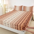 thumbnail image 3 of jejeloiu Vintage Aztec Print Full Size Sheets,Ancient Triangle Circle Bed Sheets,Brown Beige Sheet Sets For Adults,Luxury Bedroom Decor,4 Pieces, 3 of 7