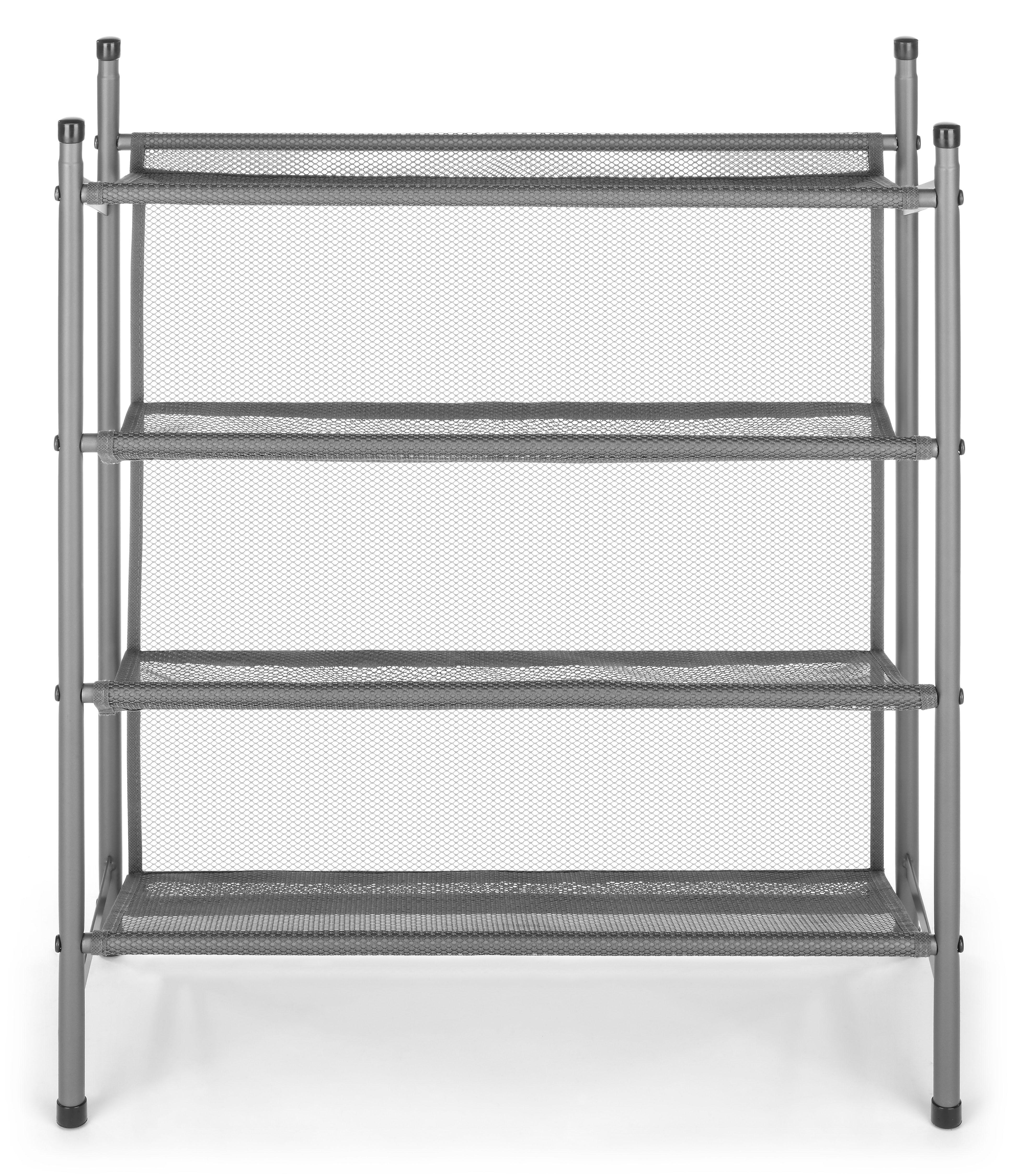 Whitmor Metal & Mesh 4-Tier Shoe Rack - Gunmetal Gray