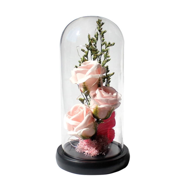 Flor de jabón LED Caja de cristal rosa luminosa Caja de regalo de novia para el día de San Valentín MFZFUKR BST3003046-2