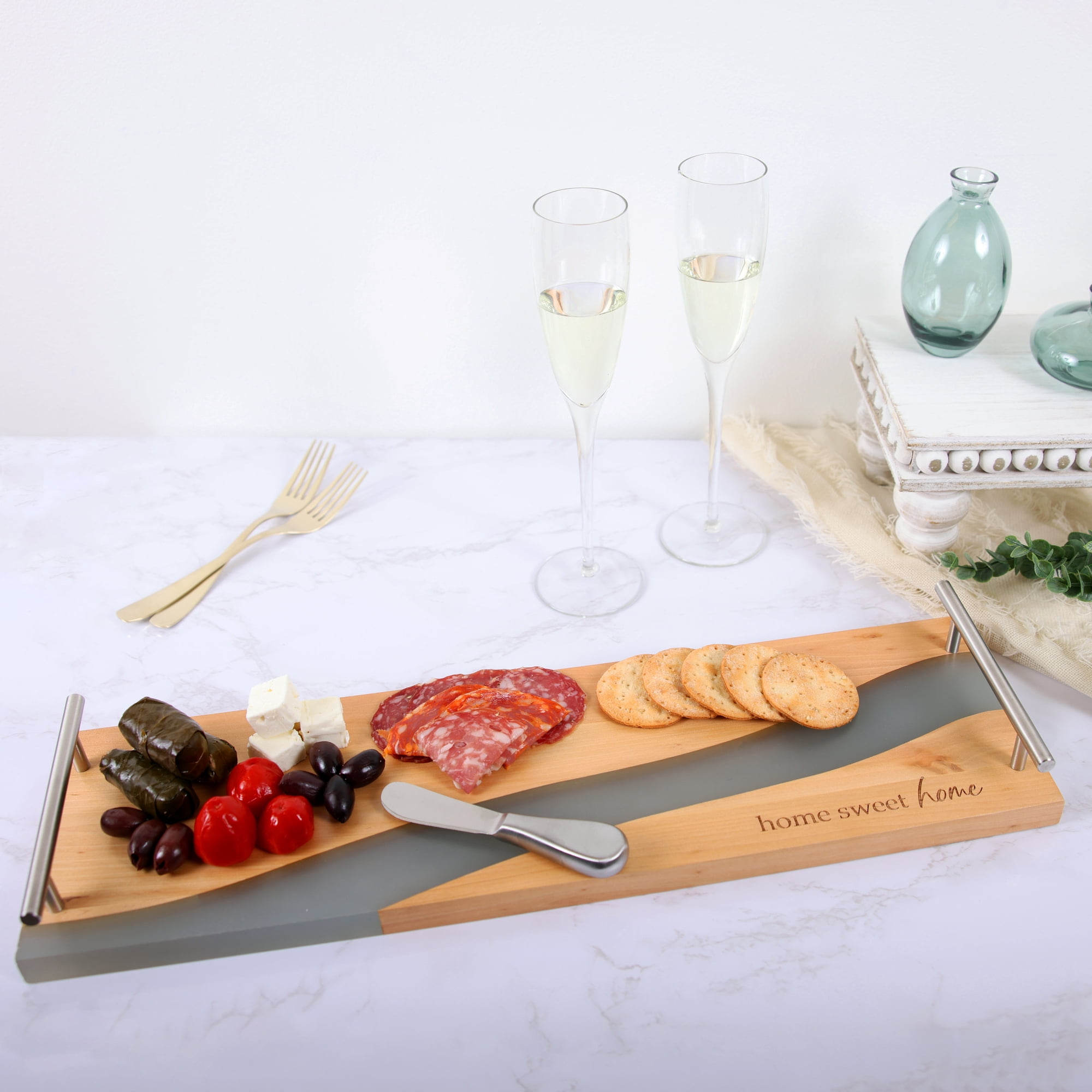 Pavilion Gift Company - Home Sweet Home - 21" Wood & Resin Cheese/Bread Board Set