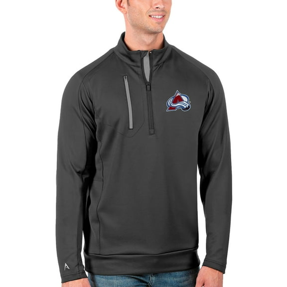 Men's Antigua Charcoal/Silver Colorado Avalanche Generation Quarter-Zip Pullover Jacket