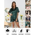 thumbnail image 6 of Short Sleeve Satin Pajama Set for Women - Button Down Sleepwear Top with Shorts Valentine's Gift Pajamas Set 2 Piece Silk Loungewear,S-XXL, 6 of 12