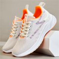 thumbnail image 3 of dmqupv Women Sneakers Slip On Sneakers Fashion Spring And Summer Women Sports Shoes Flat Bottom Soft Bottom Non Slip Mesh Breathable Lace Up Comfortable Outdoor Hiking Shoes Beige 39, 3 of 5