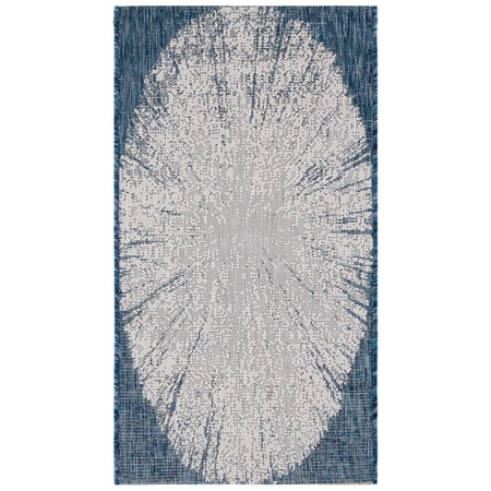 SAFAVIEH Courtyard Jaymz Radiant Indoor/Outdoor Area Rug, Beige/Navy, 2'7" x 5'