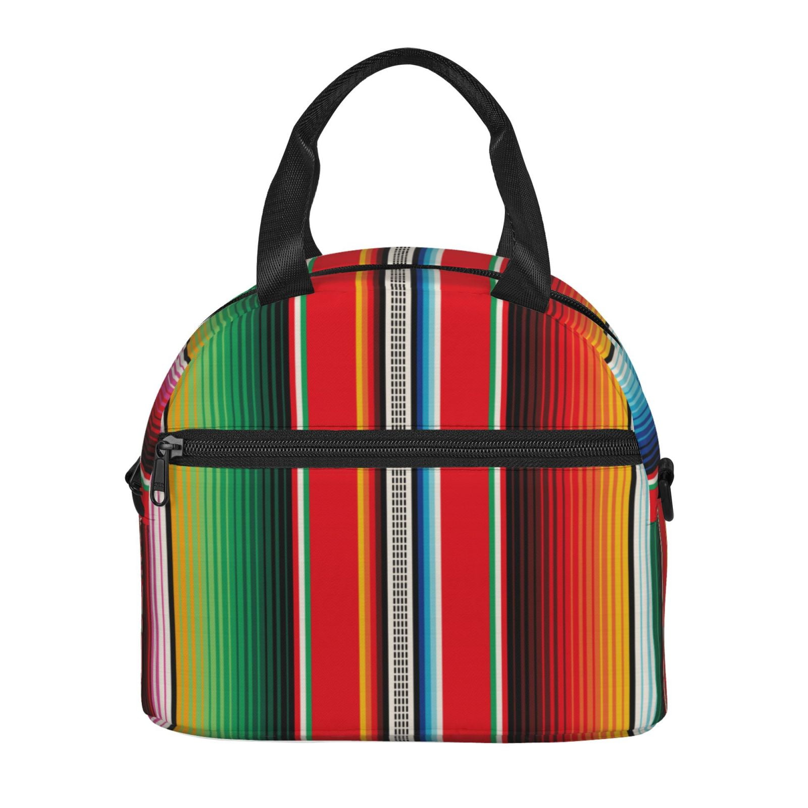 Hirioo Mexican Serape Blanket Stripes for Crossbody Lunch Box for Women Men with Adjustable Shoulder Strap for School, Work and Travel