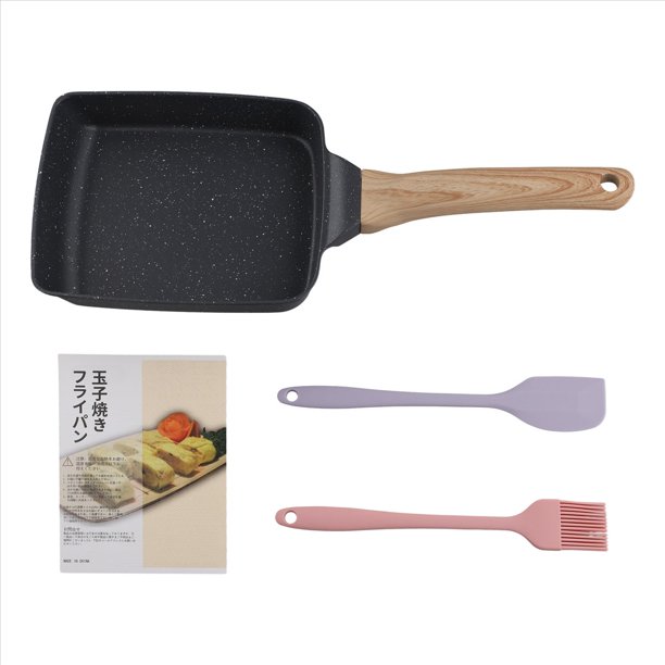 Sartén Tamagoyaki Sartén para Tortilla Japonesa Antiadherente Rollo de Huevo Anti Escaldado Desmontable para Estufa Accesorios de Cocina A