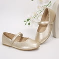 thumbnail image 4 of Rexoro Girls Mary Jane Shoes Shiny Patent Hook and Loop Ballet Flats with Flower Cutouts for Little/Big Kids School Party Dress Wear, 4 of 5