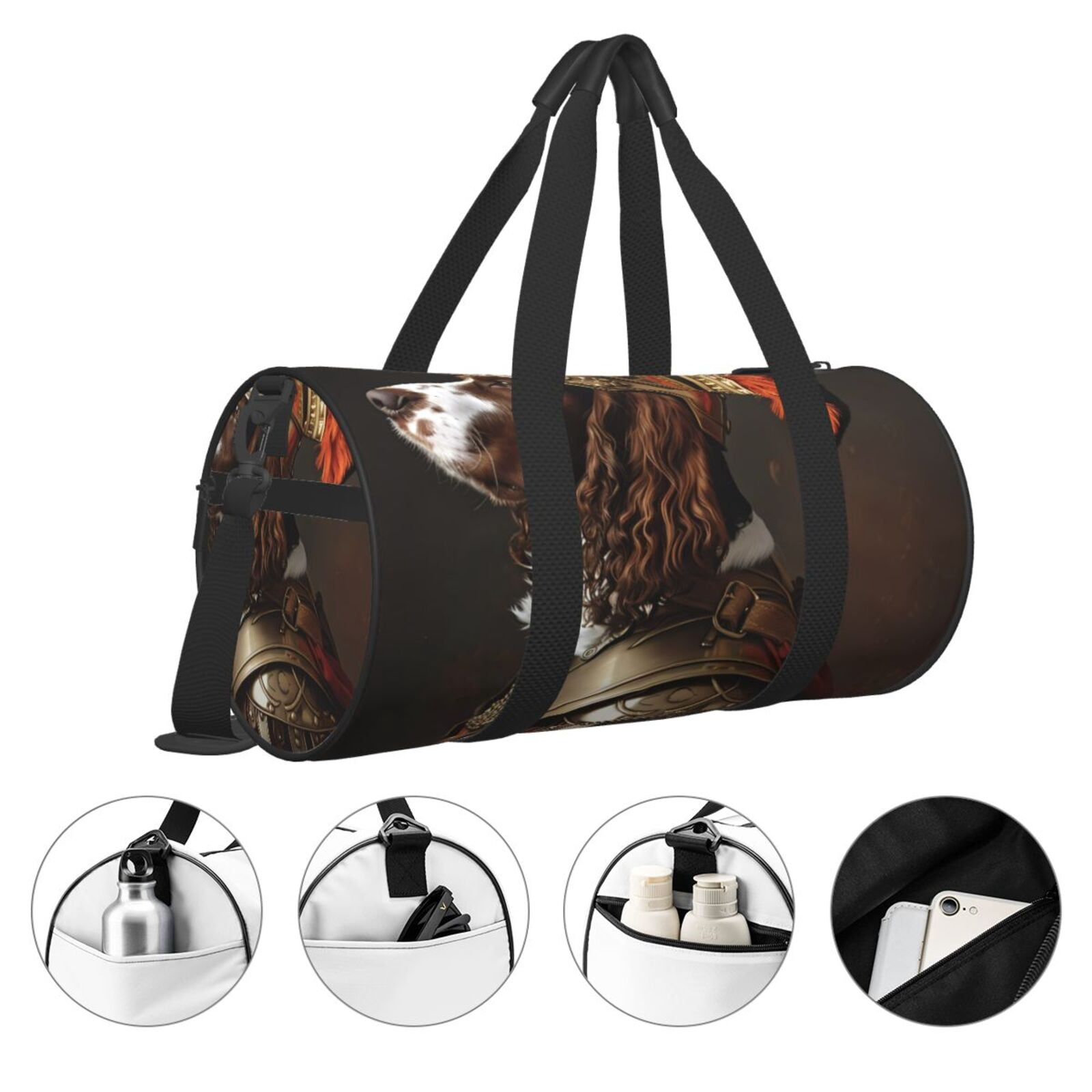 Vsdgher Medieval Knight Dog 45L Foldable Duffel Bag, Sports Gym Bag,Overnight Bag, Portable Weekender Bag for Airplanes