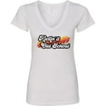 thumbnail image 3 of Inktastic Kickin' It Old School with Weathered Retro Stripe Women's V-Neck T-Shirt, 3 of 5