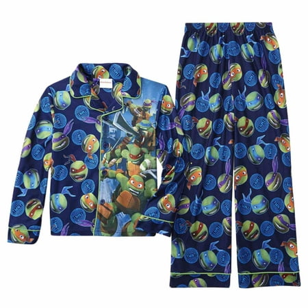 Teenage Mutant Ninja Turtles Boys Blue Flannel Pajamas TMNT Sleepwear Set 8