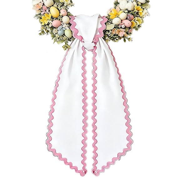Agiufgs Decorative Sash 3.54 in X 53.94 in, Scalloped Edges with Colored Border, for Wreaths Banisters Mantels Chair Sashes, Pink