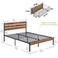 thumbnail image 5 of VECELO Queen Bed Frame with 4 Storage Drawers, Industrial Platform Bed with Wooden Headboard, No Box Spring Needed, Easy Assembly, Brown, 5 of 7