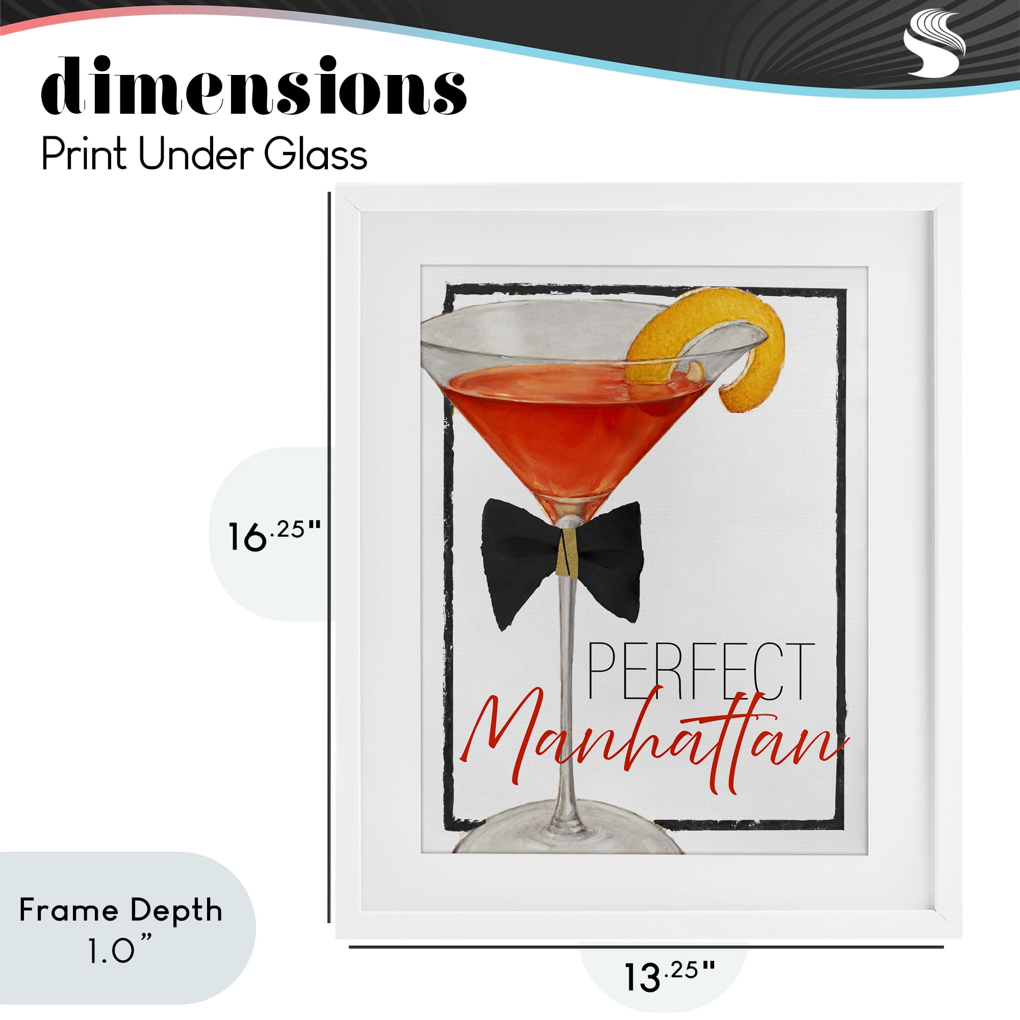 Stupell Industries Perfect Manhattan Cocktail White Framed Print Under Glass, design by Lorenzo Collective
