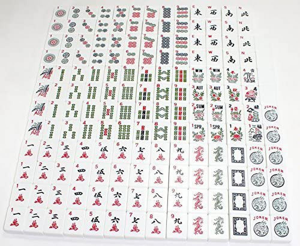 4 Color Pushers and 4 Clear Racks + American Mah Jong Set Burgundy Red Bag 166 Tiles (Mah Jong Mah Jongg Mahjongg)