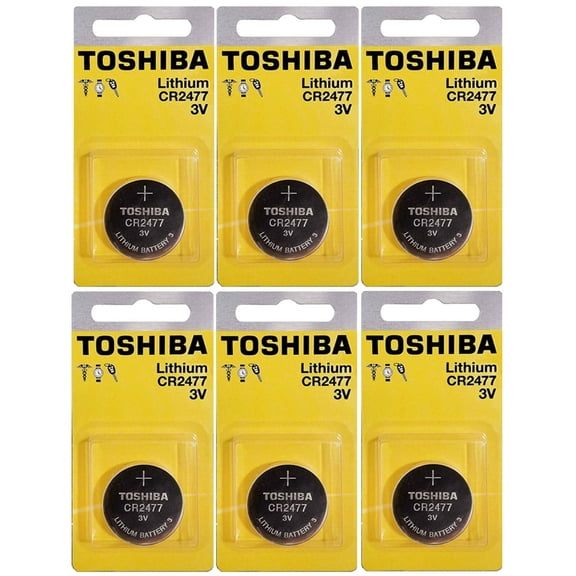 6 Toshiba CR2477 2477 Lithium Coin Cell 3V Batteries