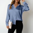 thumbnail image 2 of Women's Long Sleeve Satin Silk Blouses Casual Lapel Collar Button Down Shirt 2026 Business Work Dressy Shirts, 2 of 6