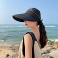 thumbnail image 6 of Womens Sun Hats 2 in 1 Zip-Off UV Protection Wide Brim Sun Visors Ponytail Beach Hat Foldable Tennis Golf Hats, 6 of 7