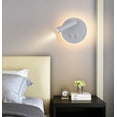 thumbnail image 4 of Lámpara de pared LED para mesita de noche, lámpara de pared de fondo para sala de estar, pasillo, hotel, ingeniería china, (foco giratorio, luz blanca cálida redonda negra H)   JM, 4 of 4