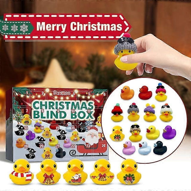 Christmas Advent Calendar Toy Box 24pcs Set Cute Rubber Duck Animal Kid Gift
