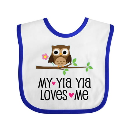

Inktastic Yia Yia Loves Me Granddaughter Owl Gift Baby Girl Bib