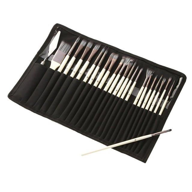 segolike oshhni Paint Brushes Set, 24 Pcs Assorted Tip Paintbrushes Nylon Hair Black Storage Bag