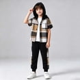 thumbnail image 4 of LvhaoGJOB Little Kids Boys 2-Piece Outfit Set, Black - plaid pattern, tartan plaid, 4 of 7