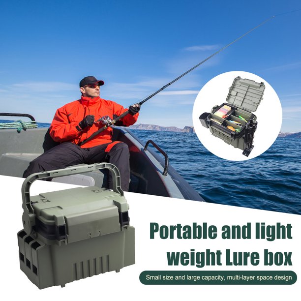 Caja De Aparejos De Pesca Caja de aparejos de pesca Accesorios de pesca ligeros de gran capacidad (S Army Green)