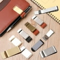 thumbnail image 5 of Useful Metal Portable Brass Pen Folder Handmade Leather Stainless Steel Clips Notebook Holder 7 15X50MM, 5 of 8