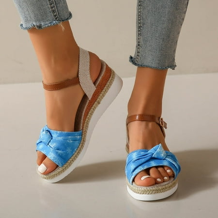

Siaonvr Slide Sandals For Womens New Sandals For Women With Bow Rope Soles Lightweight Casual Women s Shoes Fish Mouth Thick Soles