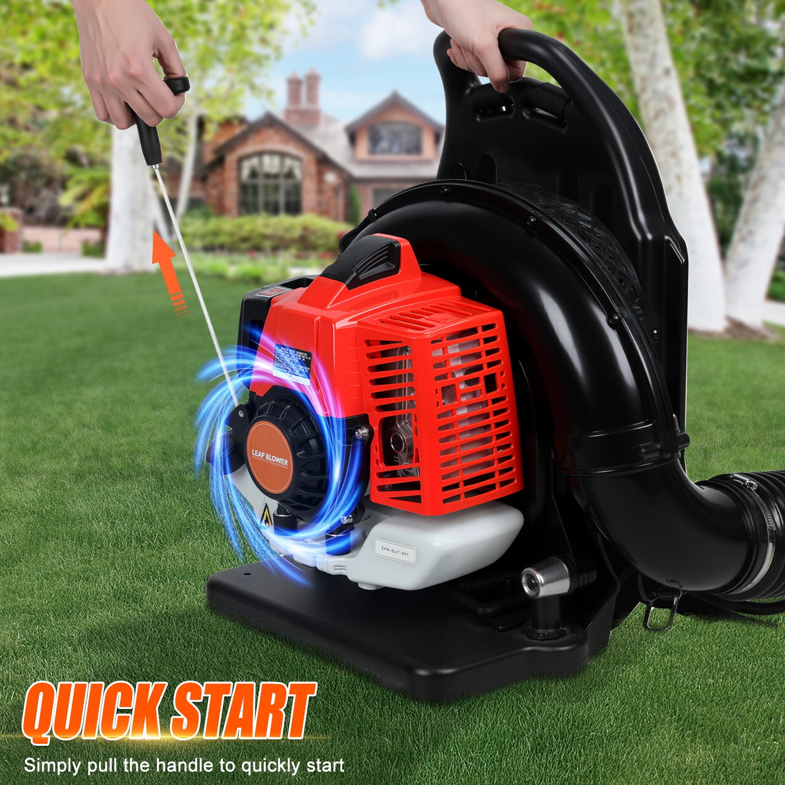 2026 New 63CC Backpack Leaf Blower Gas Powered, 700 CFM 200 MPH Backpack Blower for Yard Debris, Leaf & Snow Removal, with Ergonomic Harness (Red Black)