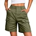 thumbnail image 2 of Simua Cargo Shorts for Women Knee Length Hiking Shorts with Pockets Elastic Waist Summer Bermuda Shorts, 2 of 4