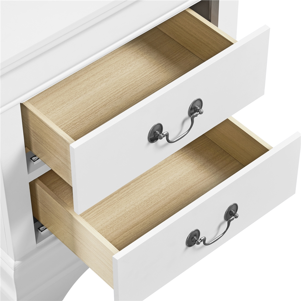 Renwick Modern 2-drawer Classic Side Table for Bedroom, White