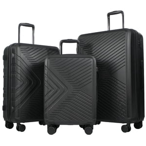 Travelhouse 3-Piece Hardside Luggage Set with TSA Lock Spinner Wheels, Black