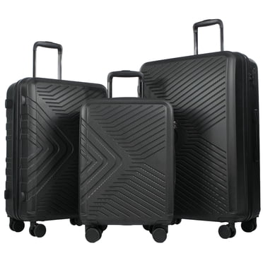 Travelhouse 3 Piece Hardshell Luggage Set Hardside Lightweight Suitcase with TSA Lock Spinner Wheels 20in24in28in.(Black)