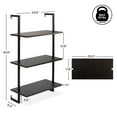thumbnail image 4 of happimess MSH1000A Madera 40.55" Classic Industrial 3-Shelf Wood Wall-Mounted Open Ladder Bookcase with Metal Frame, Black, 4 of 9