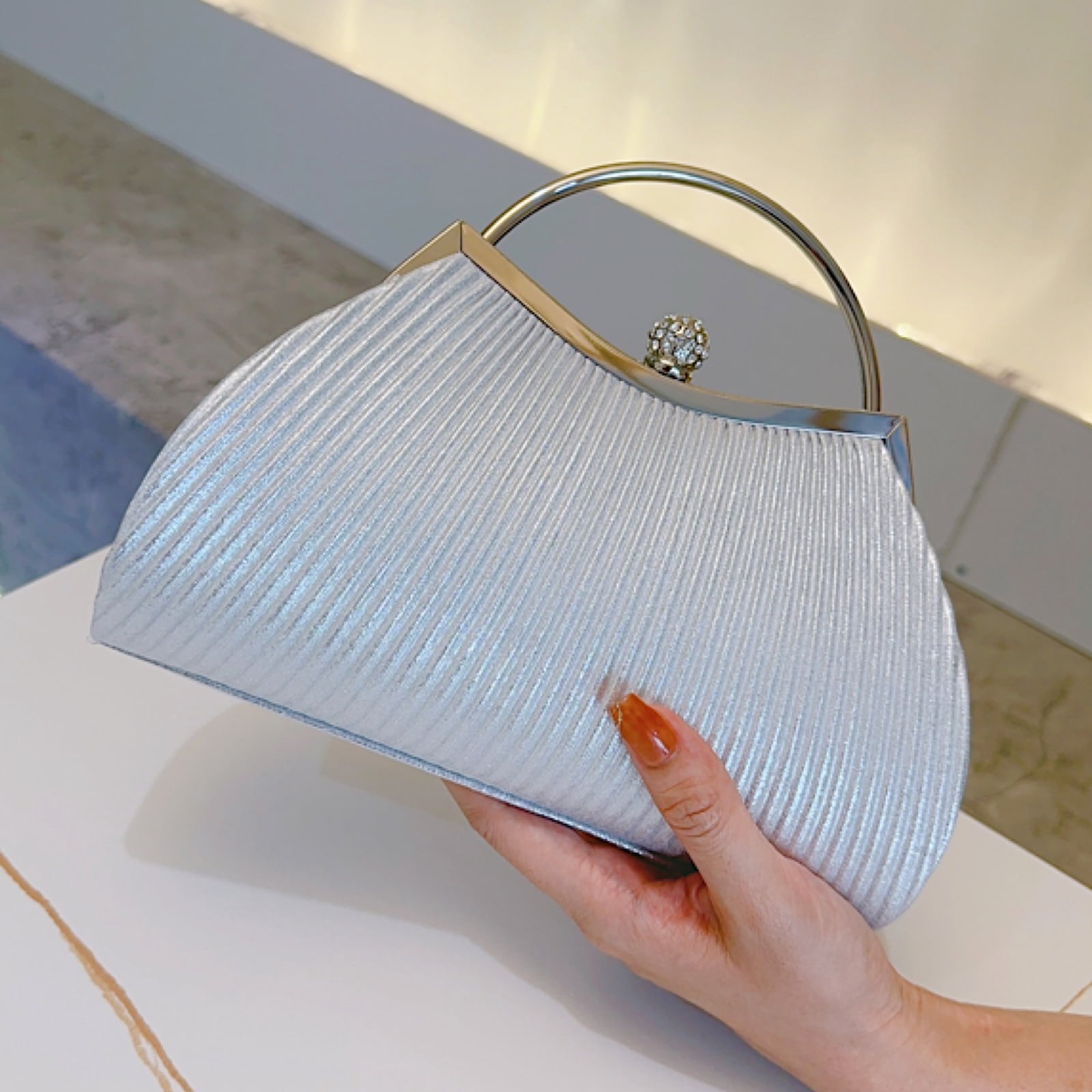 Clutch Purses for Women Evening Bags Party Clutches Handbag With Detachable Chain Strap for Cocktail Party Wedding Purses with Pleated